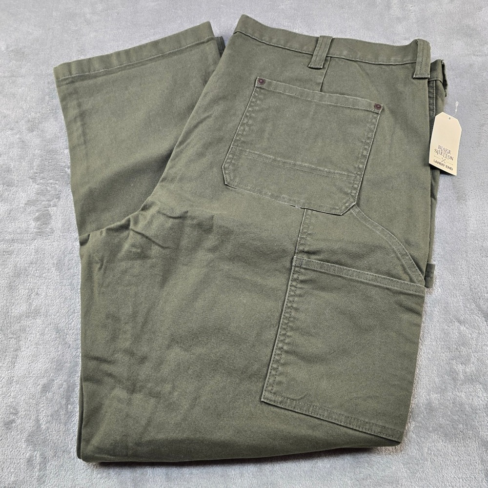 Blake Shelton Lands End Carpenter Canvas Pants Mens 48x34 Green Utility Workwear